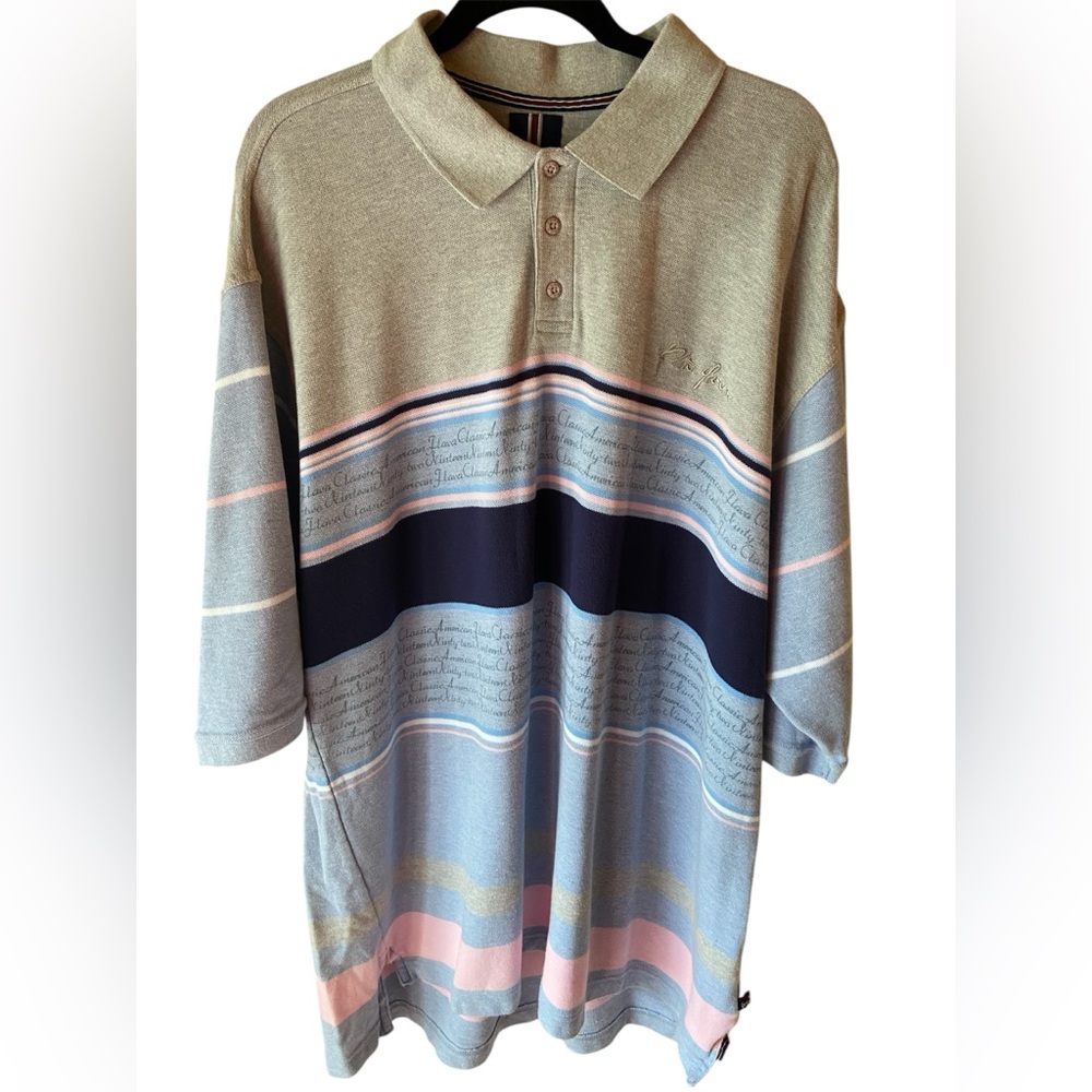 Phat farm vintage men’s stripped polo shirt, 3XL 100% cotton, 3 button front